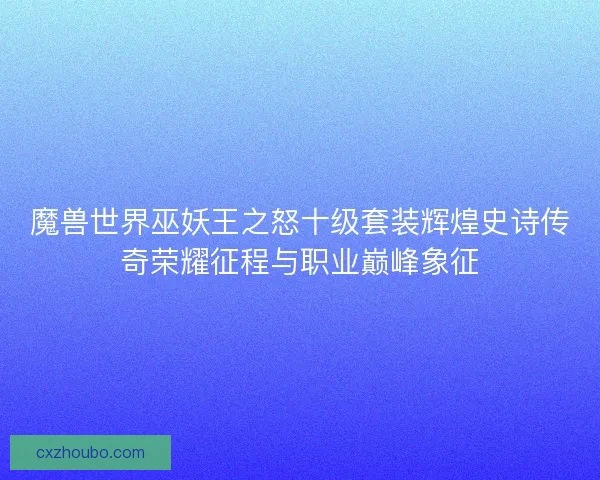 魔兽世界巫妖王之怒十级套装辉煌史诗传奇荣耀征程与职业巅峰象征